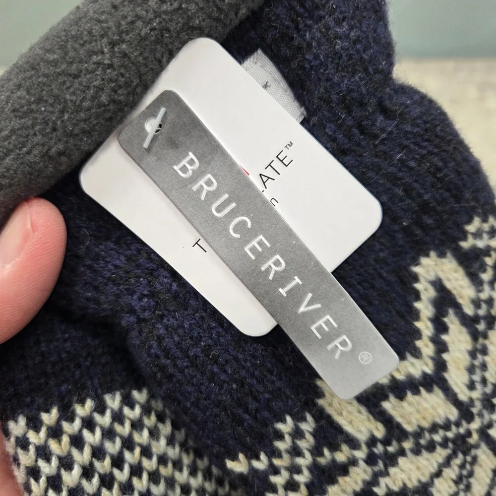 NWT Bruce River Women Navy Blue Nordic Snowflake Knit‎ Mittens 3M Thinsulate S